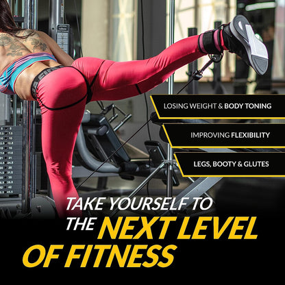 Gym Ankle Cuff Cable Attachment with Adjustable Velcro, Durable Double D-Rings & Cushioned Design for Glute, Leg & Lower Body Exercises, Comfortable Workout Straps & Ankle Cuff