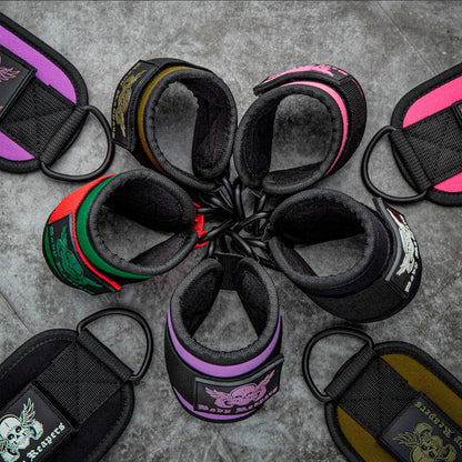 Gym Ankle Cuff Cable Attachment with Adjustable Velcro, Durable Double D-Rings & Cushioned Design for Glute, Leg & Lower Body Exercises, Comfortable Workout Straps & Ankle Cuff